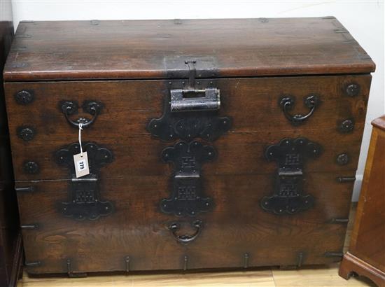 A Korean elm blanket chest, Bandaji, c.1880 W.90cm